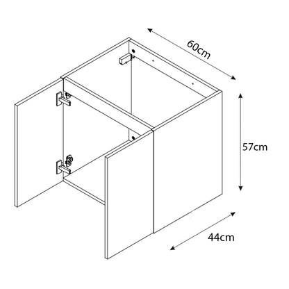 Luxor 3D Diamond Pattern 2 Door Bathroom Vanity Cabinet with Square Worktop Basin 60cm - Oak / Beige