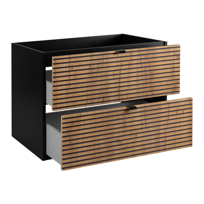 Loft Modern Style Ribbed Door Bathroom Cabines Vanity Units Set with Worktop 80cm & 35cm - Gold Craft Oak