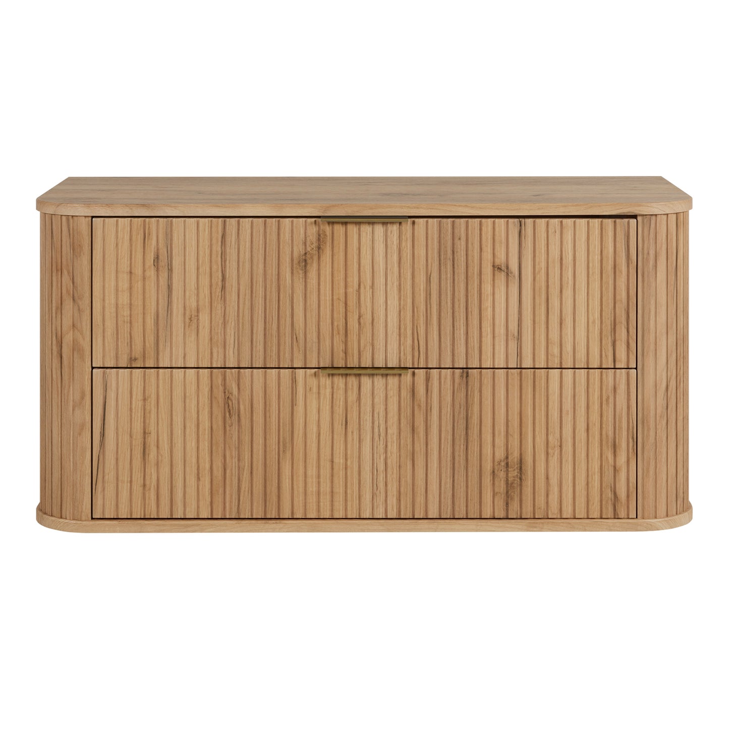 Elegance Glamour Style 2 Drawer Bathroom Wall Cabinet 100cm - Gold Craft Oak