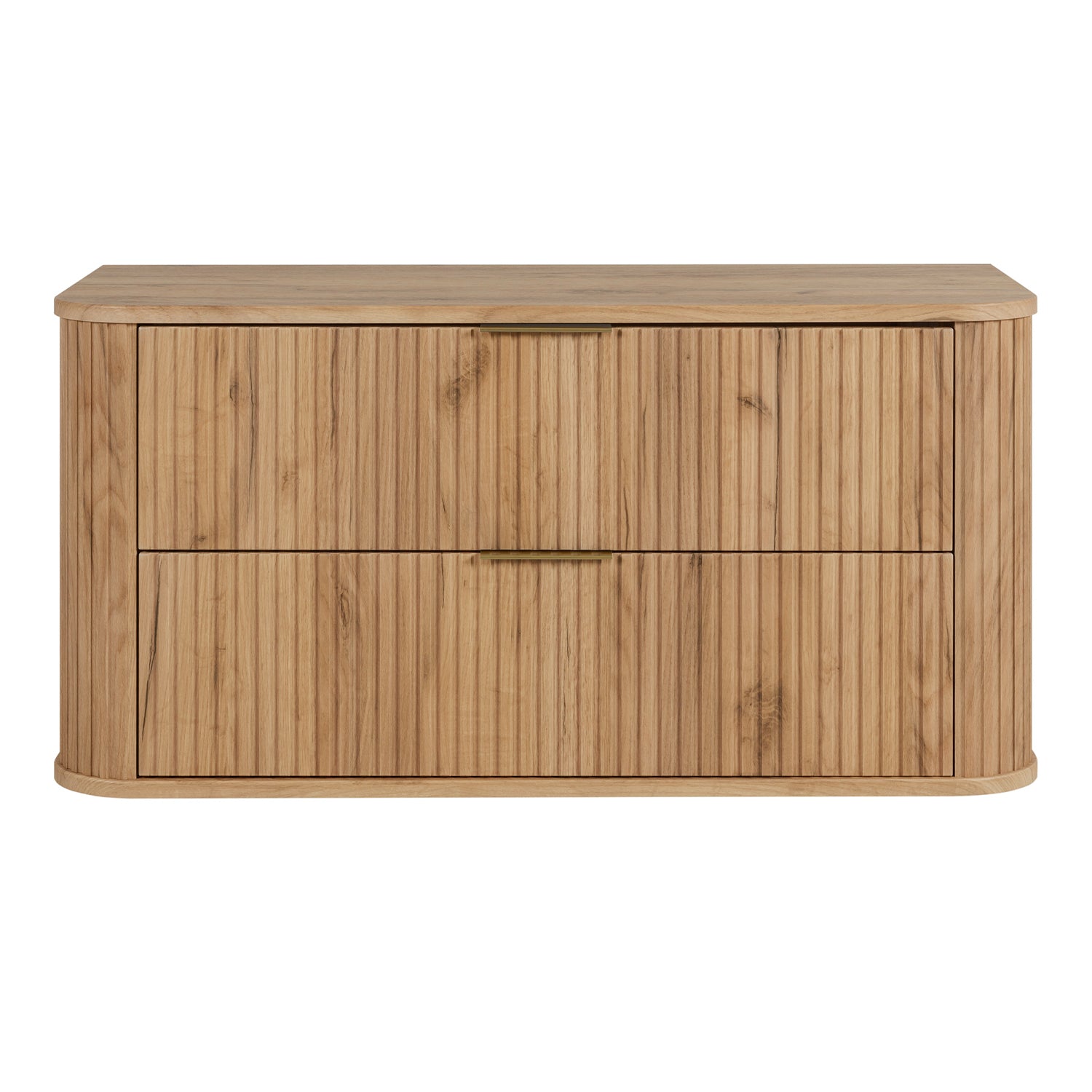 Elegance Glamour Style 2 Drawer Bathroom Wall Cabinet 100cm - Gold Craft Oak