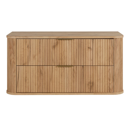 Elegance Glamour Style 2 Drawer Bathroom Wall Cabinet 100cm - Gold Craft Oak