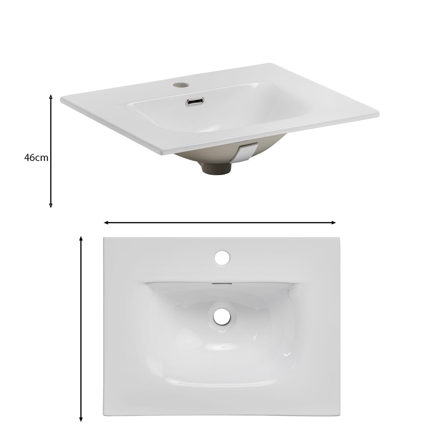 Nordic Bathroom Cabinet 80cm with 2 Drawers and Basin - Cremona Oak