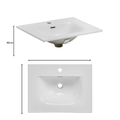 Nordic Bathroom Cabinet 80cm with 2 Drawers and Basin - Cremona Oak