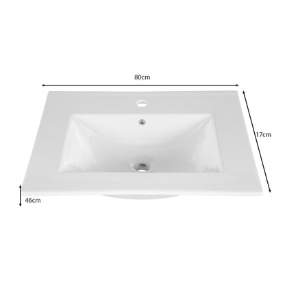 Fija Bathroom Cabinet Vanity Set 80 cm with Basin and Tall Unit - White