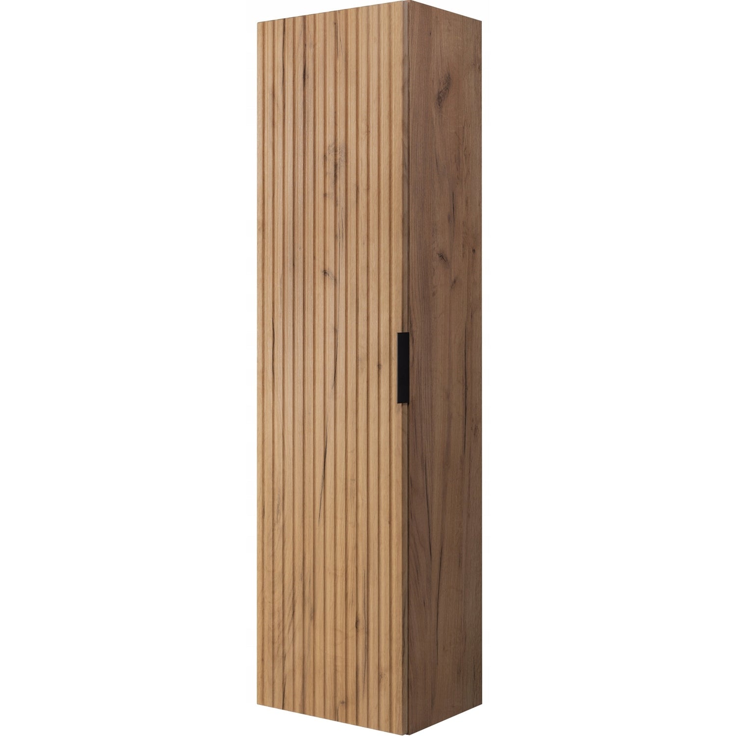 Flow Wall-Mounted Tall Bathroom Cabinet 136cm - Gold Craft Oak