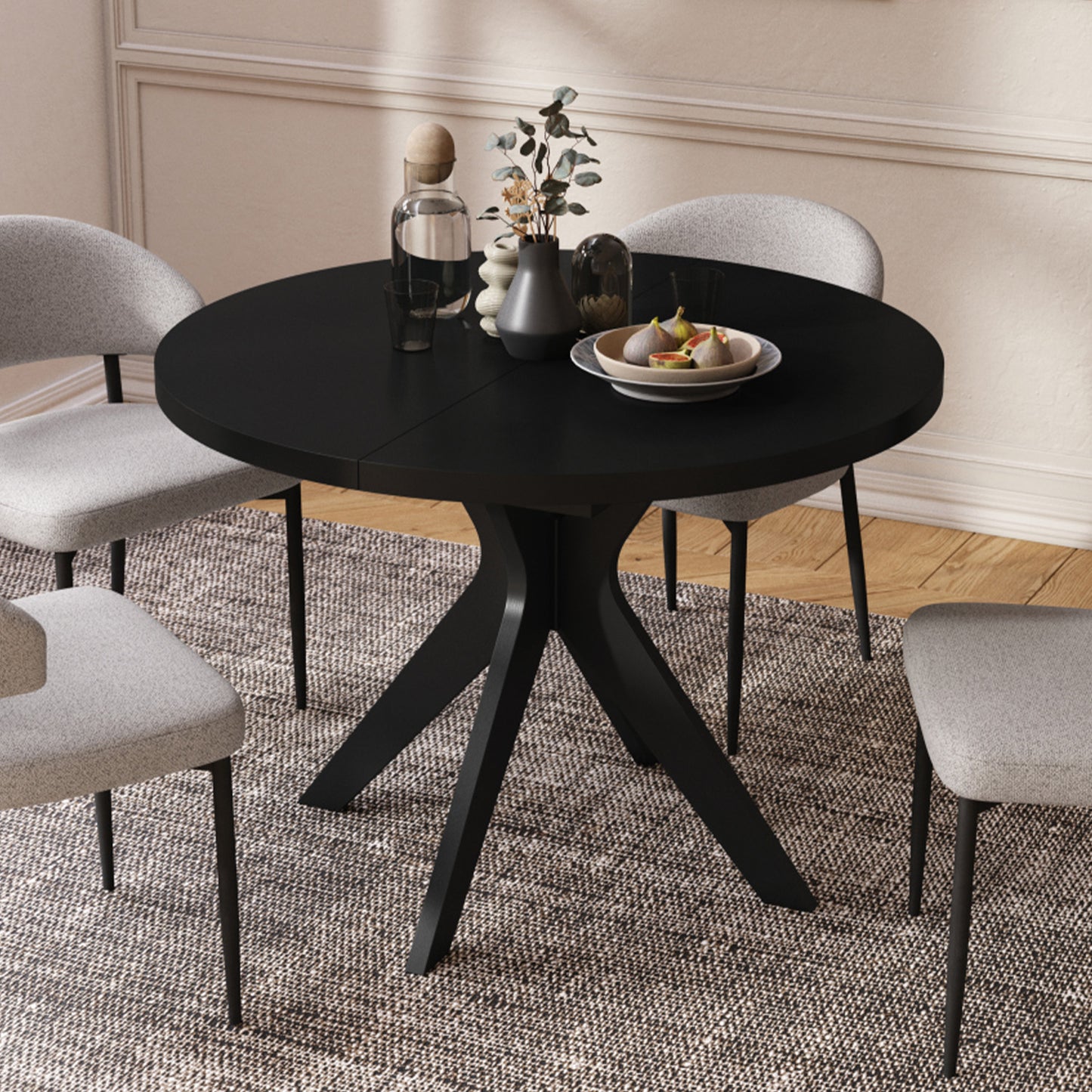 Renzo Extending Modern Dining Table – Black Matt