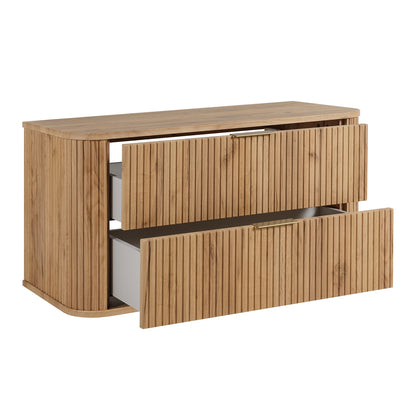 Elegance Glamour Style 2 Drawer Bathroom Wall Cabinet 100cm - Gold Craft Oak