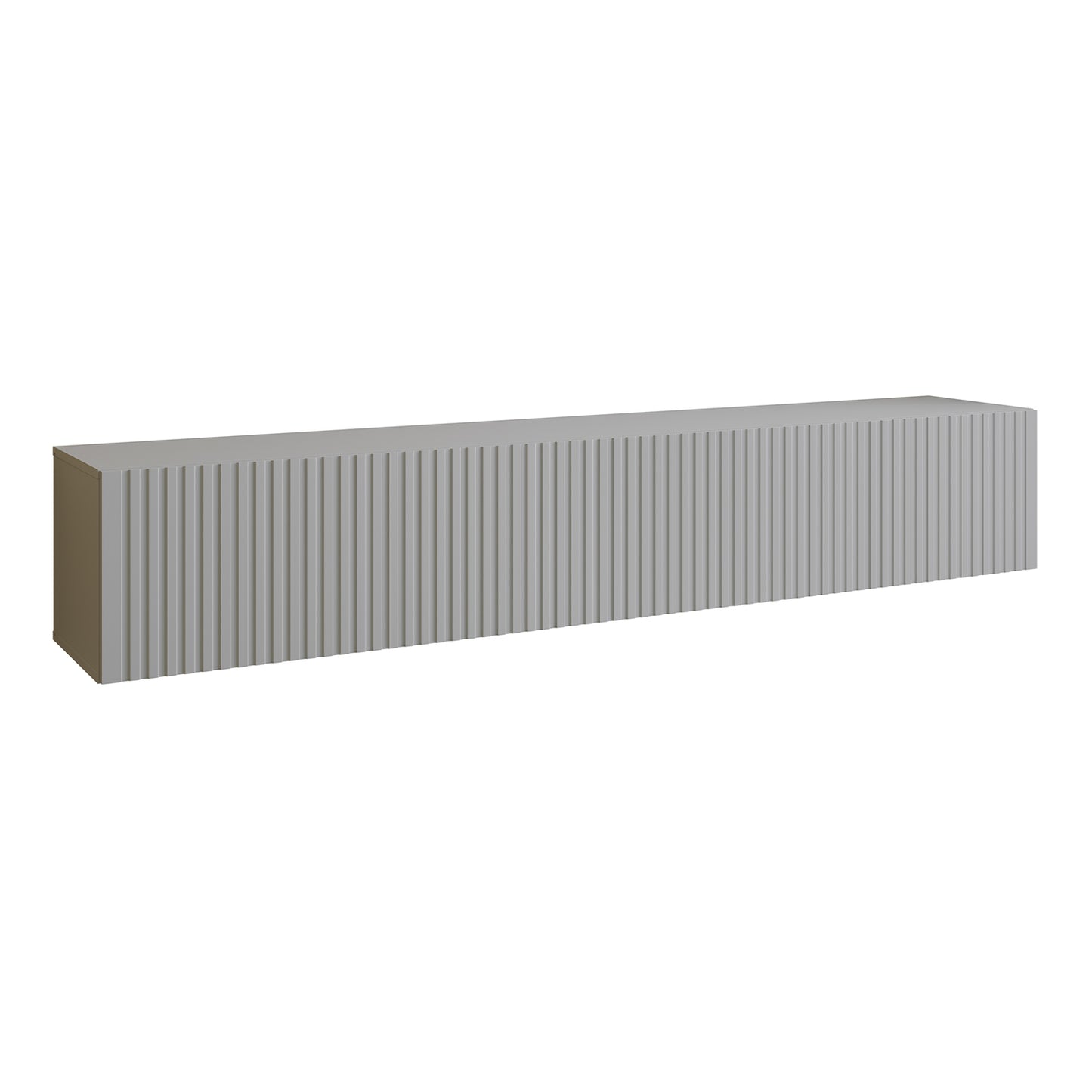 Joyce Wall Mounted TV Unit Modern Fluted Matt Finish 200cm - Arctic Grey
