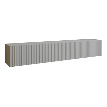 Joyce Wall Mounted TV Unit Modern Fluted Matt Finish 200cm - Arctic Grey
