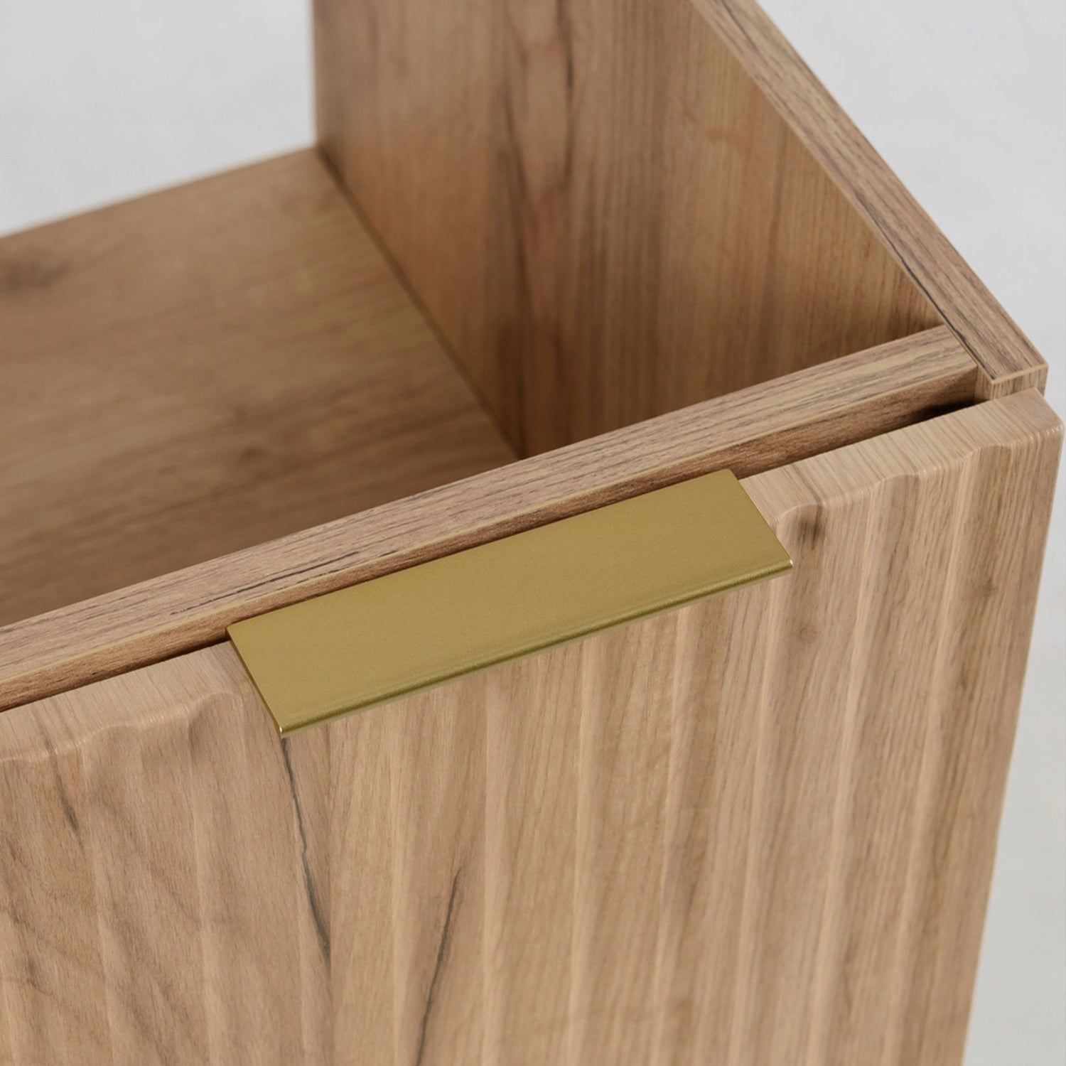 Flow 1 Door Fluted Bathroom Vanity Cabinet with Worktop 40cm - Gold Craft Oak