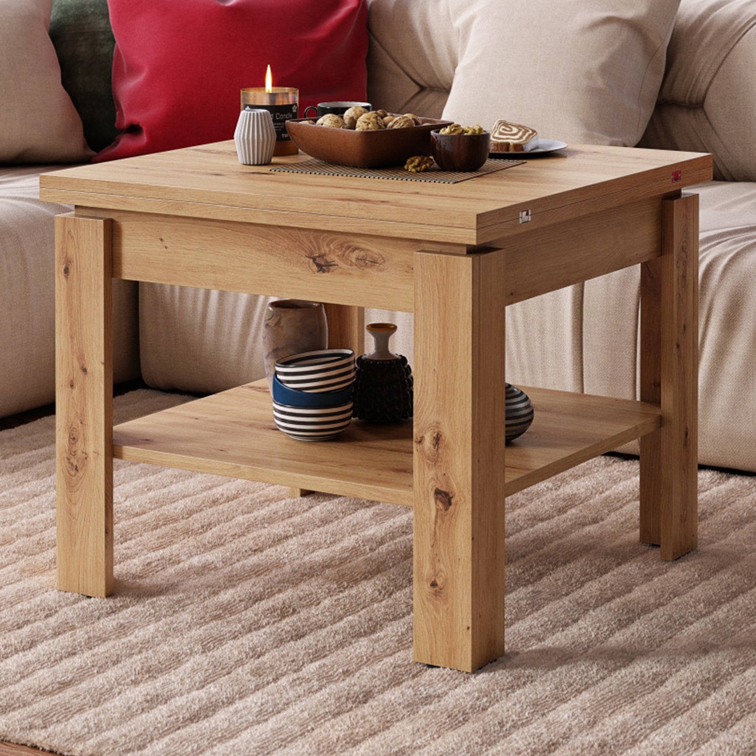 Leo Modern Extending Coffee Table - Artisan Oak