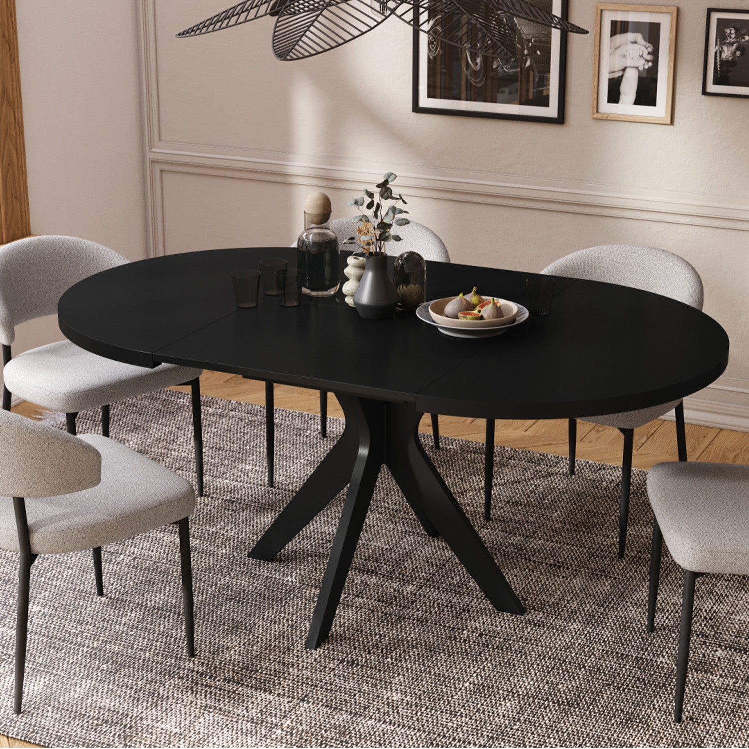 Renzo Extending Modern Dining Table – Black Matt
