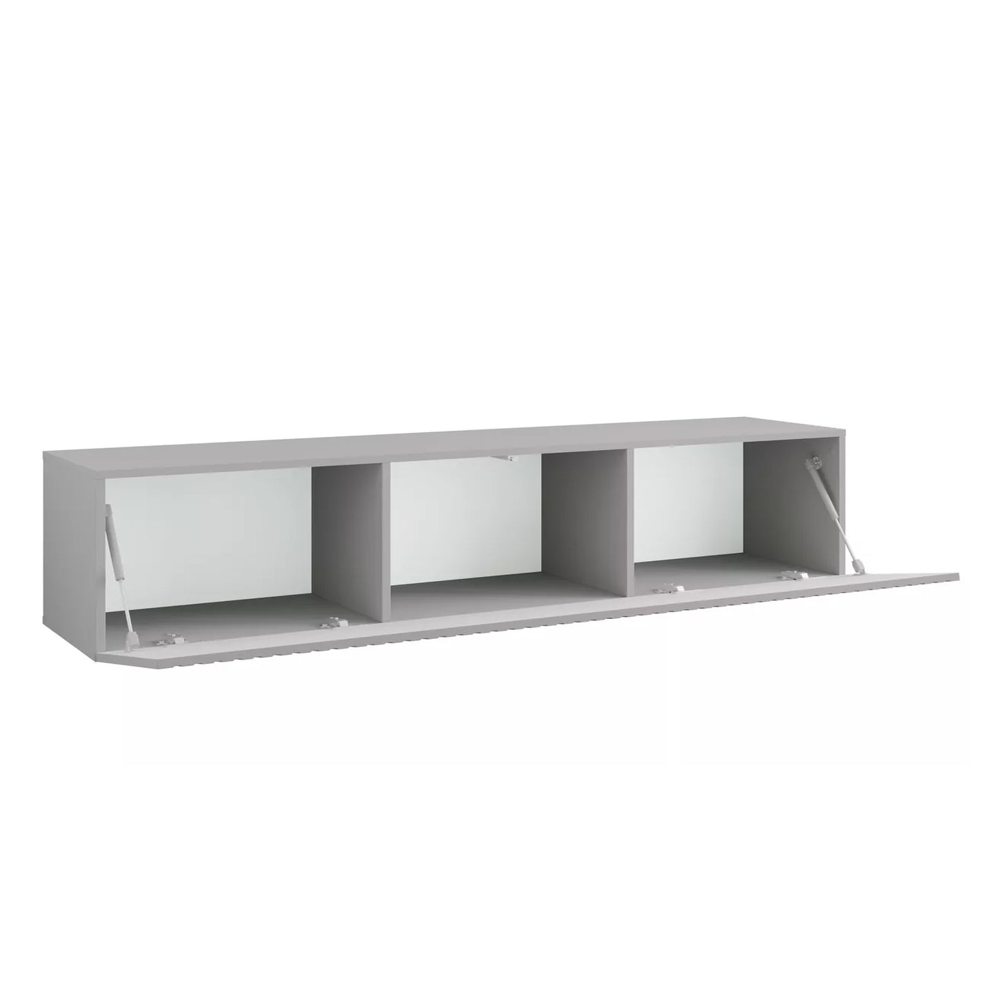 Joyce Wall Mounted TV Unit Modern Fluted Matt Finish 200cm - Arctic Grey