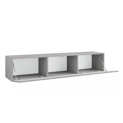 Joyce Wall Mounted TV Unit Modern Fluted Matt Finish 200cm - Arctic Grey