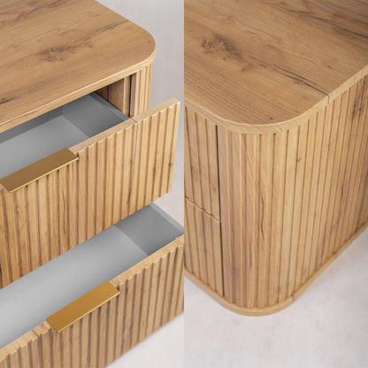 Elegance Glamour Style 2 Drawer Bathroom Wall Cabinet 100cm - Gold Craft Oak