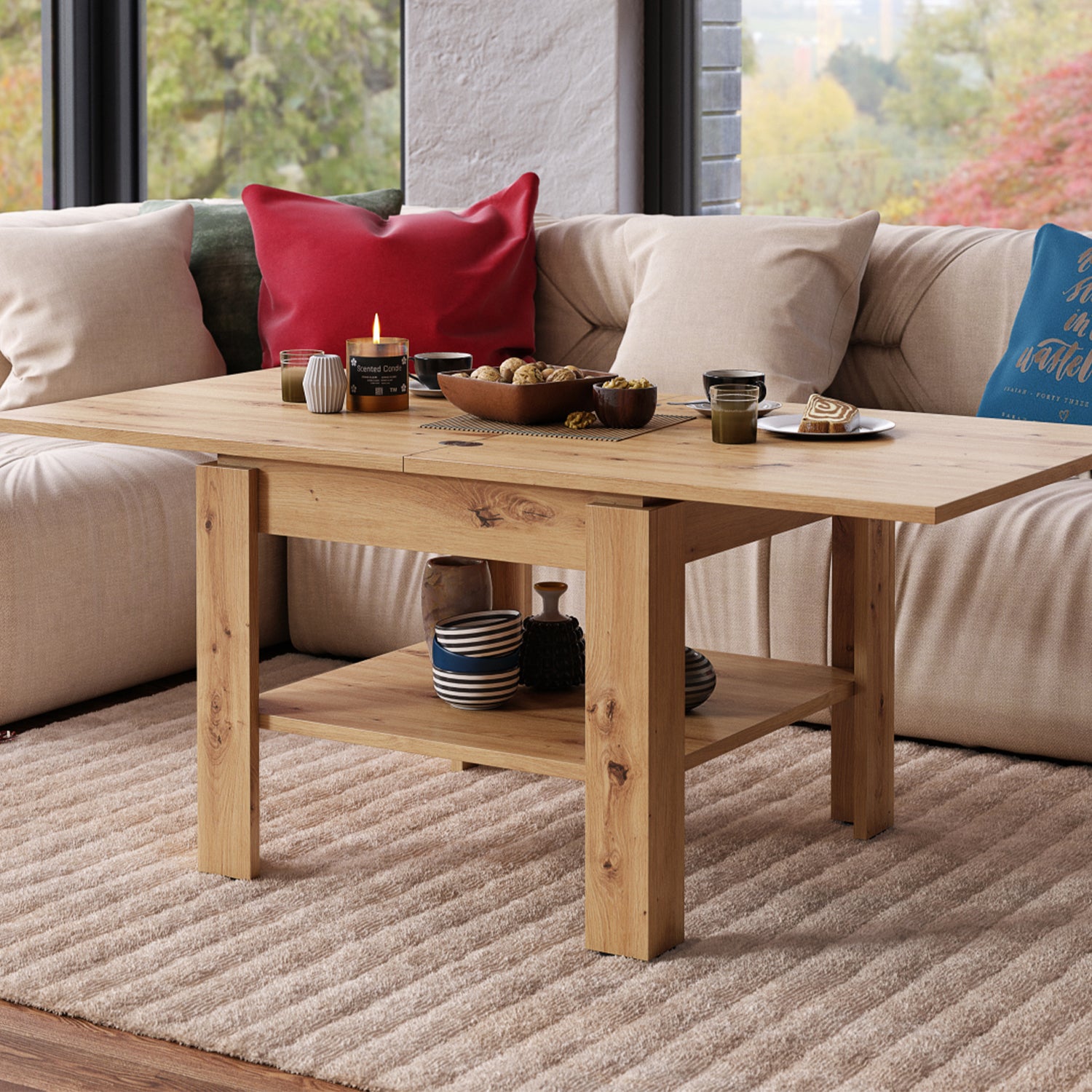 Leo Modern Extending Coffee Table - Artisan Oak