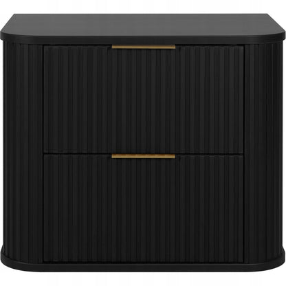 Elegance Glamour Style 2 Drawer Bathroom Wall Vanity Cabinet 60cm - Black