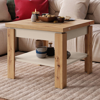Leo Modern Extending Coffee Table - Artisan Oak / Beige