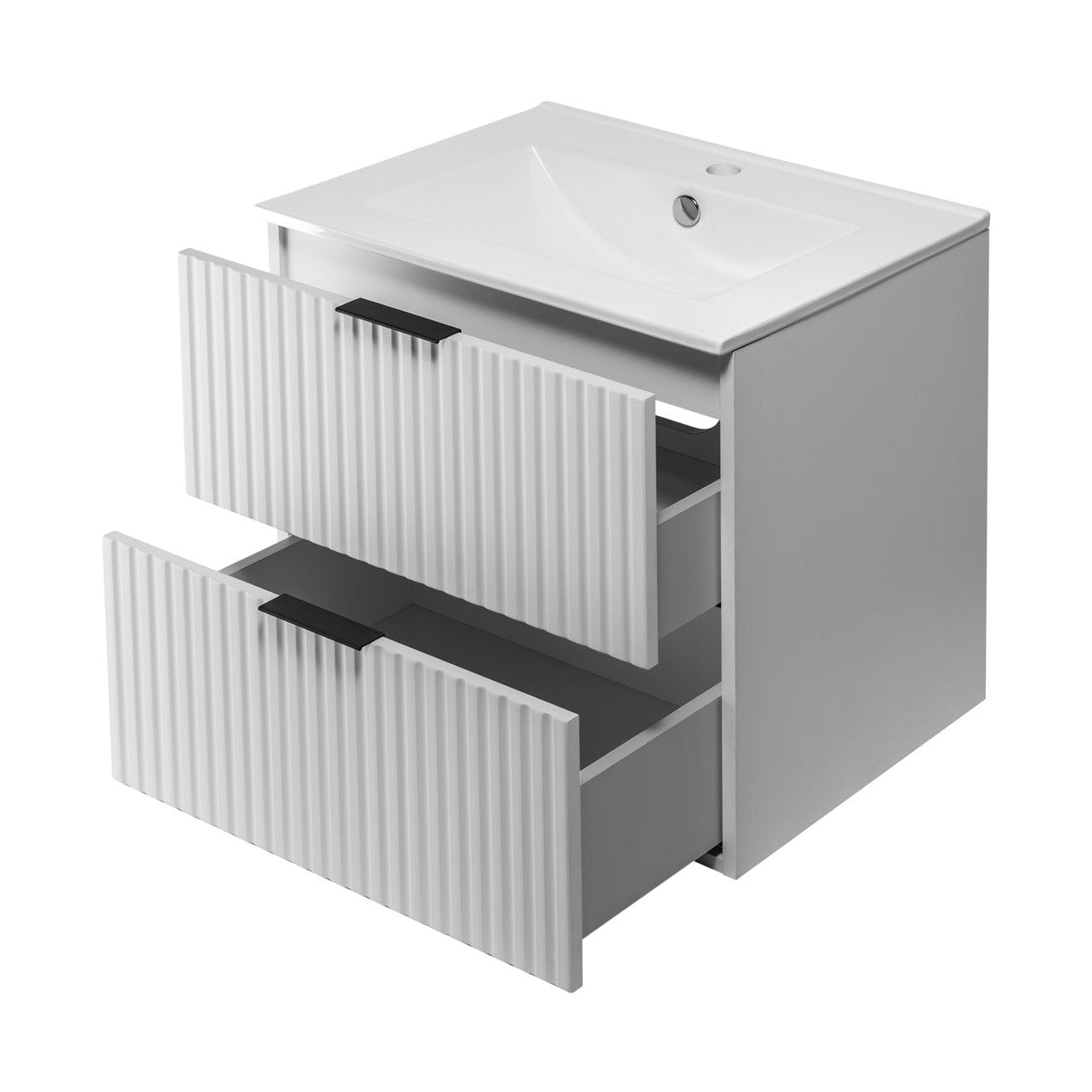 Flow 2 Drawer Bathroom Cabinet Vanity Unit with Basin 60cm - White