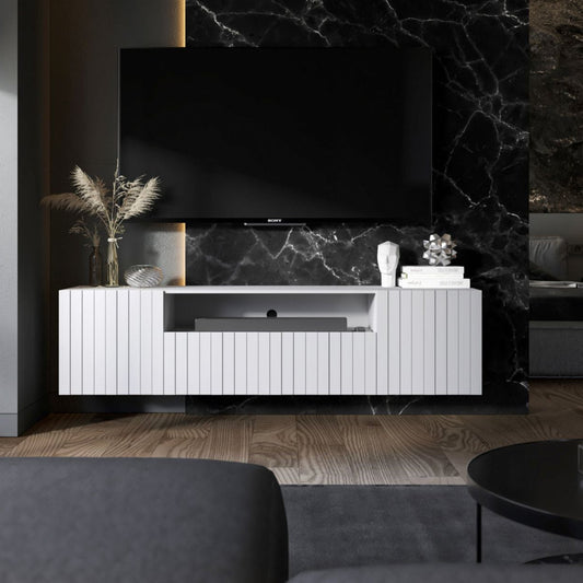 Elpis 2 Glamour TV Cabinet 150 cm Wall Mounted - White Matt