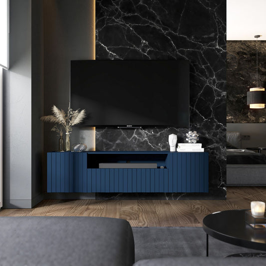 Elpis 2 Glamour TV Cabinet 150 cm Wall-Mounted - Navy Matt