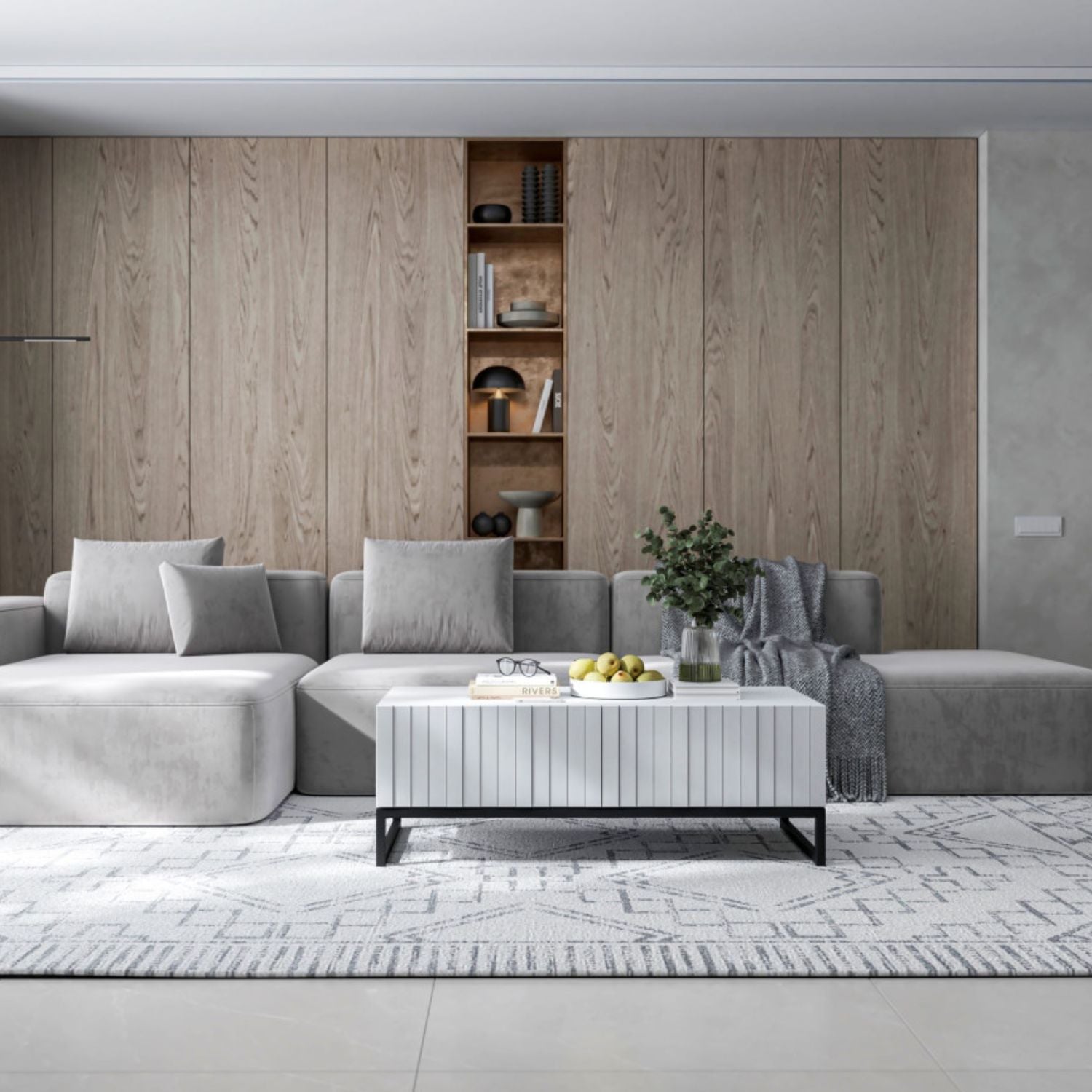 Elpis Glamour Coffee Table 110 cm - White Matt / Black Frame