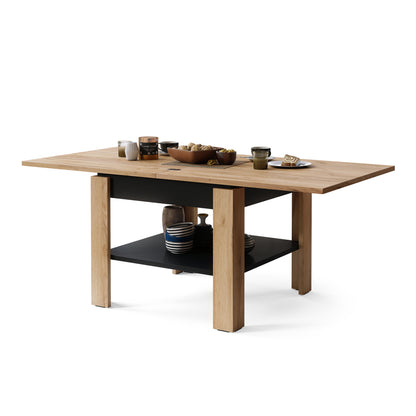 Leo Modern Extending Coffee Table - Gold Craft Oak / Black Matt