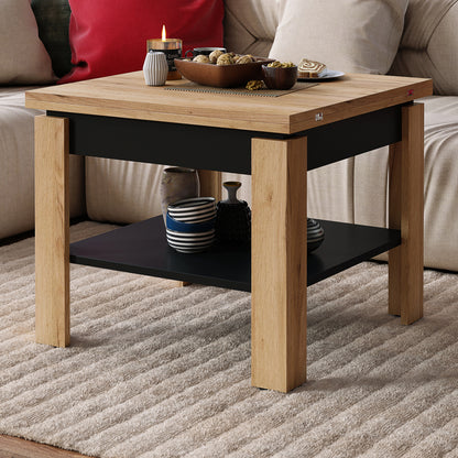 Leo Modern Extending Coffee Table - Gold Craft Oak / Black Matt