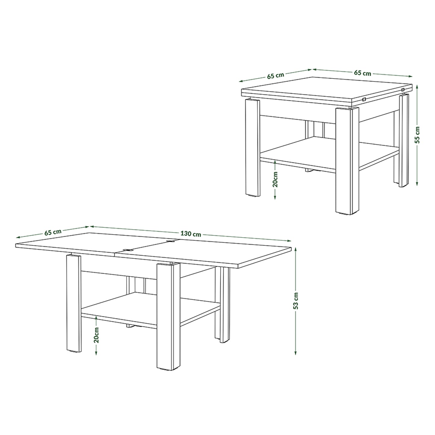 Leo Modern Extending Coffee Table - Gold Craft Oak / Black Matt