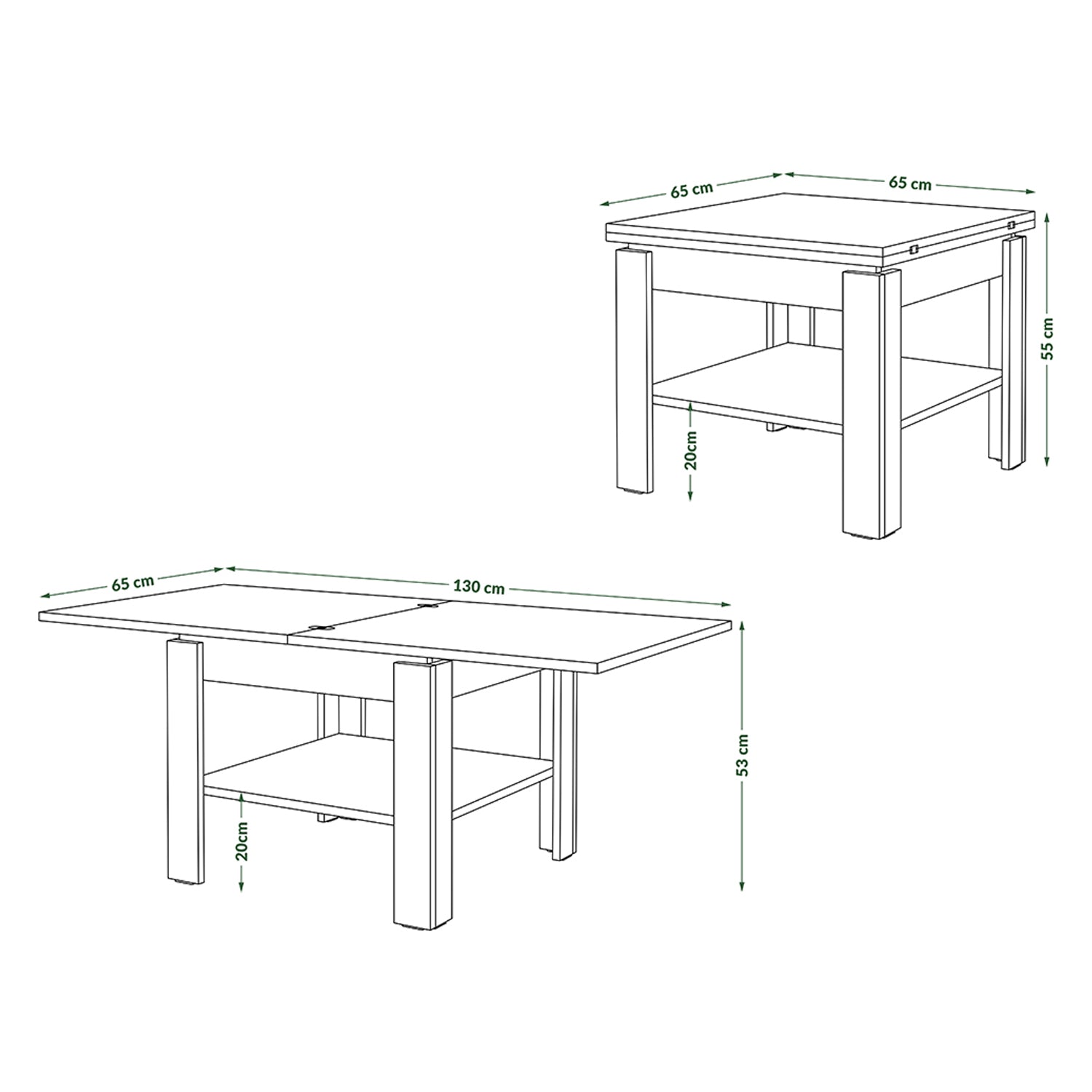 Leo Modern Extending Coffee Table - Gold Craft Oak / Black Matt