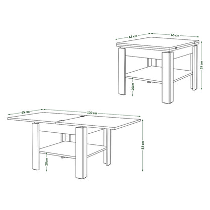 Leo Modern Extending Coffee Table - Gold Craft Oak / Black Matt