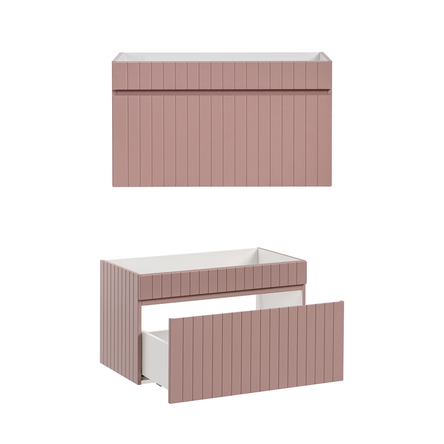 Iconic 80cm 1 Drawer Wall Mounted Bathroom Cabinet Vanity Unit with Worktop Basin - Rose