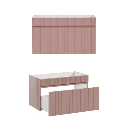 Iconic 80cm 1 Drawer Wall Mounted Bathroom Cabinet Vanity Unit with Worktop Basin - Rose