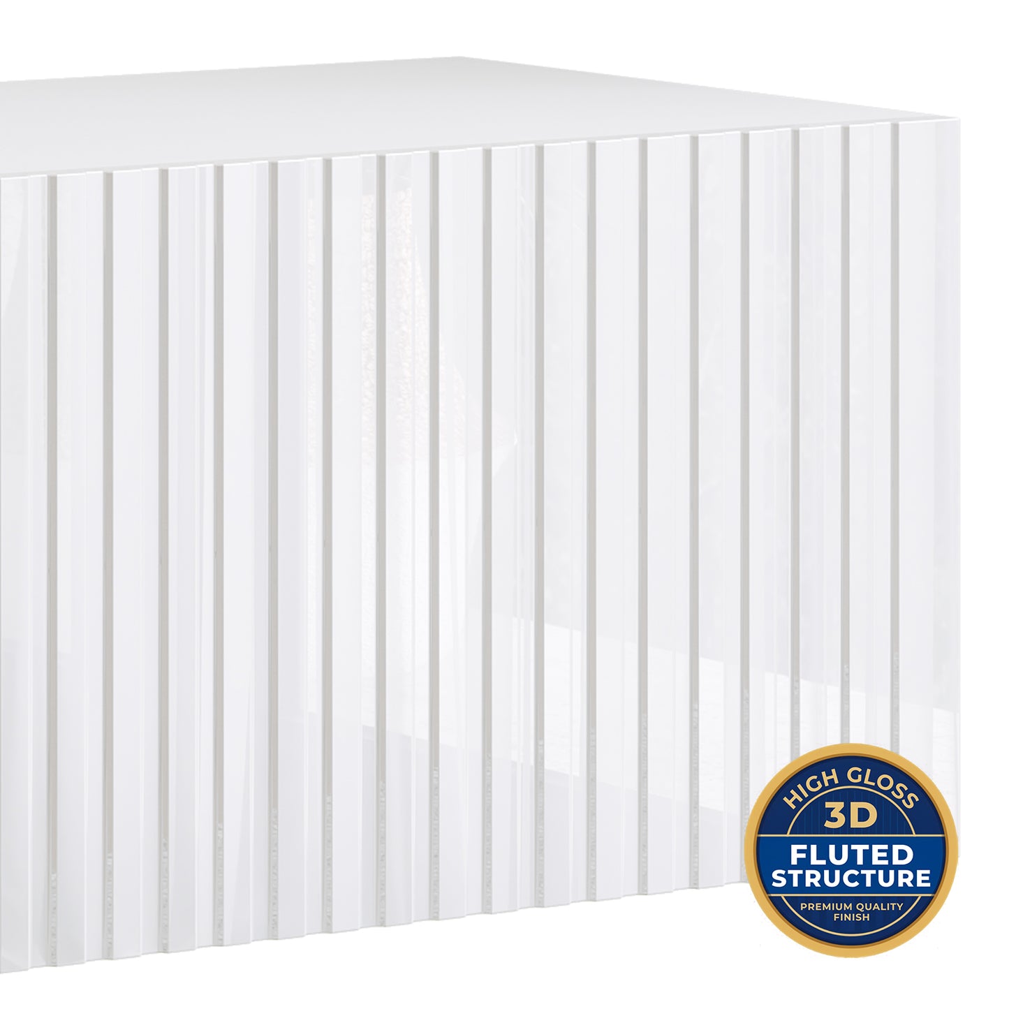 Joyce Wall Mounted TV Unit Modern Fluted Gloss Finish 200cm - White Gloss