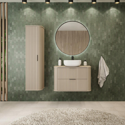 Elegance Glamour Style 2 Bathroom Wall Cabinets Set 35cm & 120cm - Cashmere