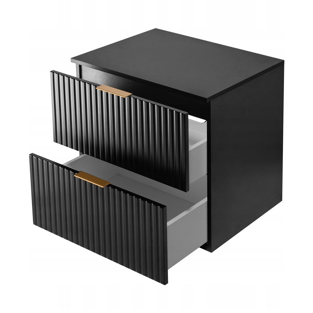 Flow 2 Drawer Bathroom Vanity Cabinet 60 cm with Worktop - Black