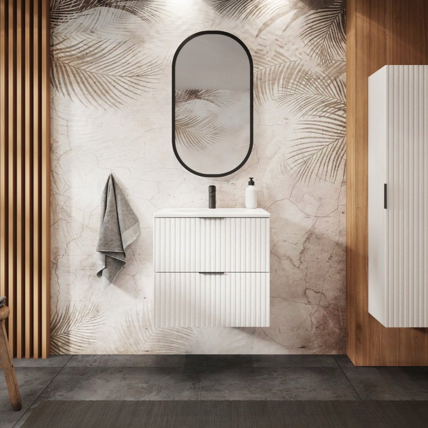 Flow 2 Drawer Bathroom Cabinet Vanity Unit with Basin 60cm - White