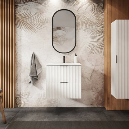 Flow 2 Drawer Bathroom Cabinet Vanity Unit with Basin 60cm - White