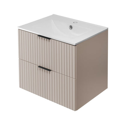 Flow 2 Drawer Bathroom Vanity Cabinet Vanity Unit with Basin 60cm - Cashmere