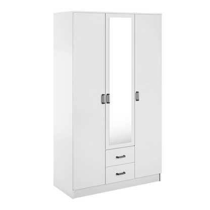Theda Wardrobe with Mirror and Drawers - White