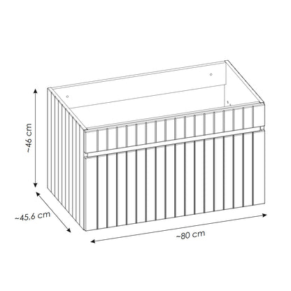 Iconic 80cm 1 Drawer Wall Mounted Bathroom Cabinet Vanity Unit with Built In Basin - Rose