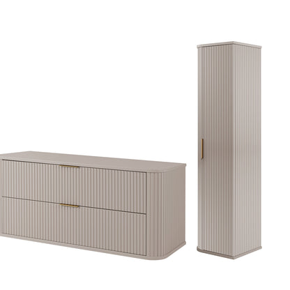 Elegance Glamour Style 2 Bathroom Wall Cabinets Set 35cm & 120cm - Cashmere
