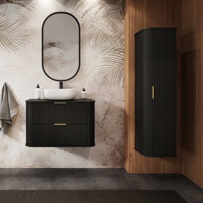 Elegance Glamour Style 2 Bathroom Wall Cabinets Set 35cm & 120cm - Black