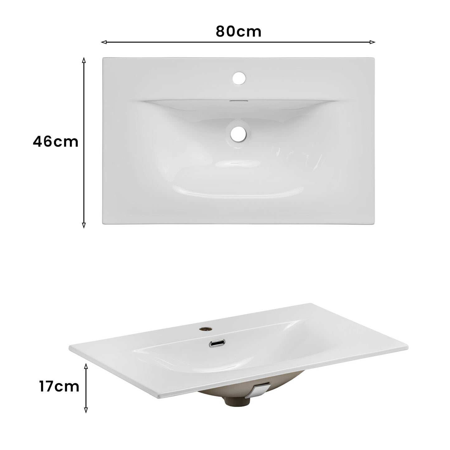 Iconic 80cm 1 Drawer Wall Mounted Bathroom Cabinet Vanity Unit with Built In Basin - Rose