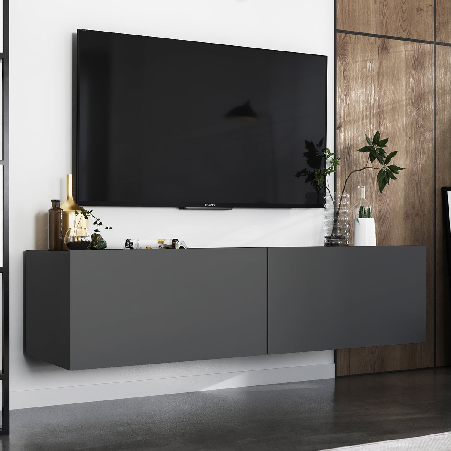 Enjoy Minimalist Wall-Mounted TV Unit – Graphite
