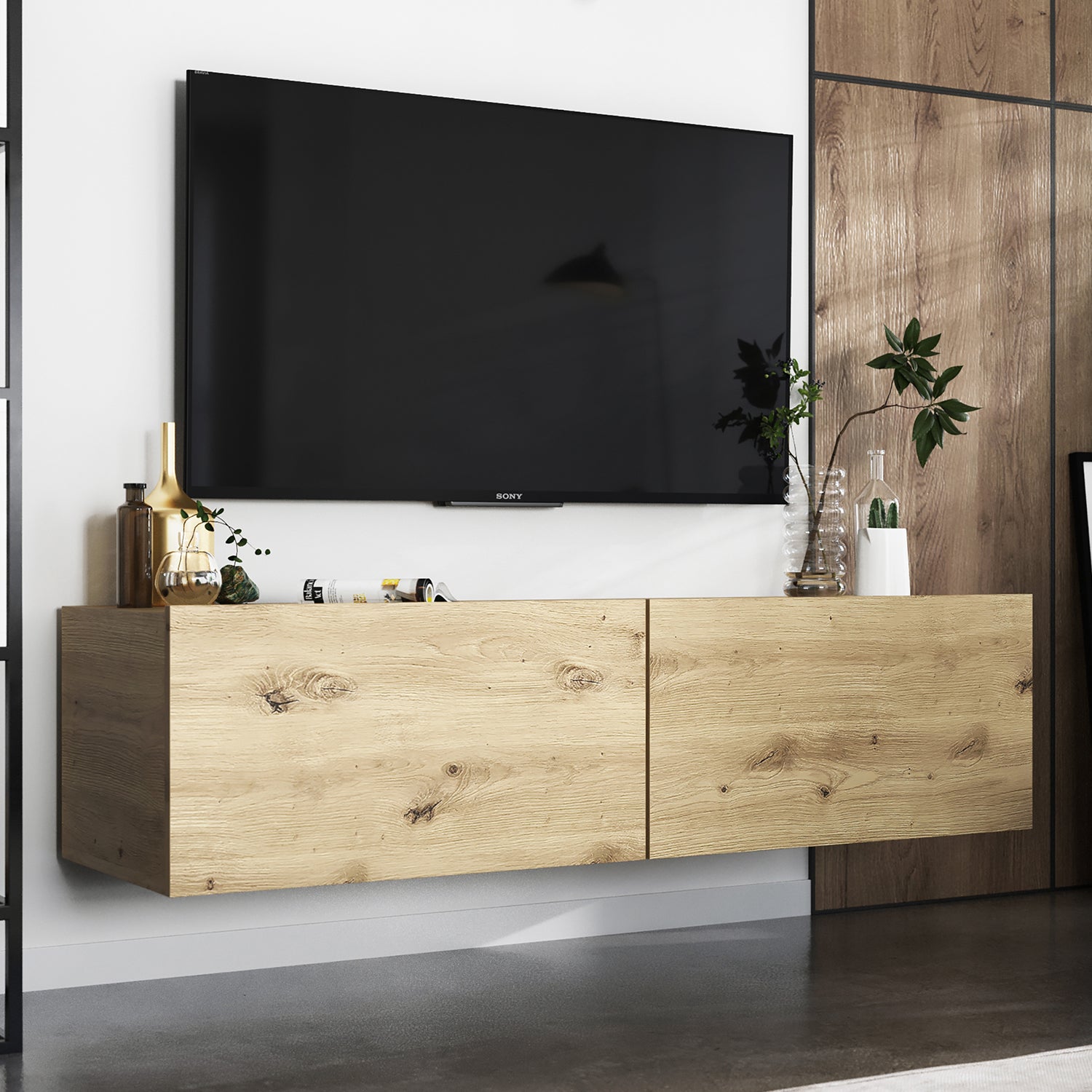 Enjoy Minimalist Wall-Mounted TV Unit – Oak Artisan