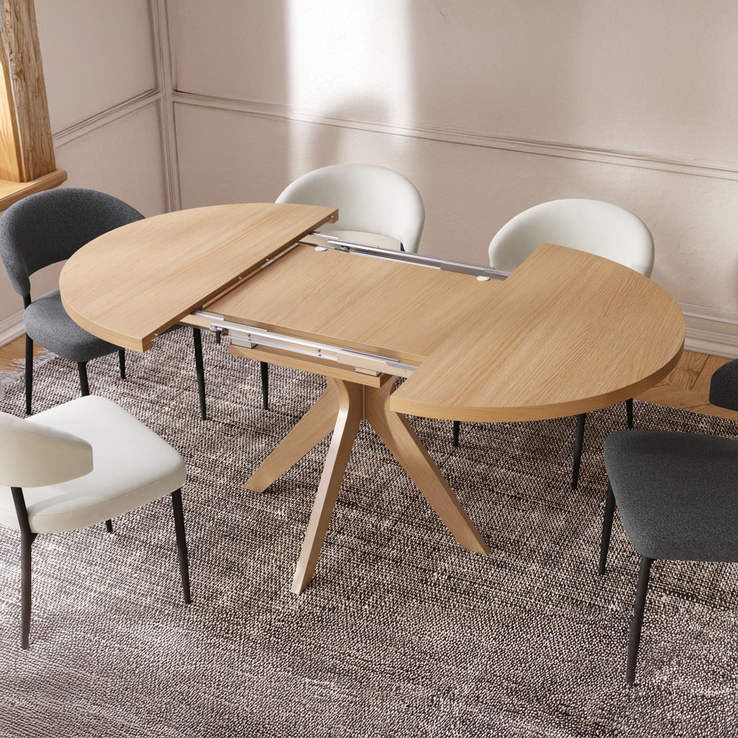 Renzo Extending Modern Dining Table – Narciso Oak