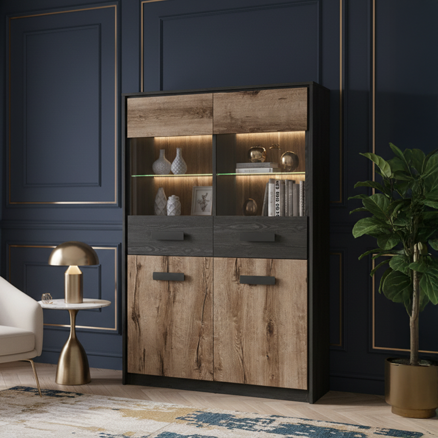 Kassel 100cm Display Cabinet with Glass Detail