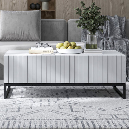 Elpis Glamour Coffee Table 110 cm - White Matt / Black Frame