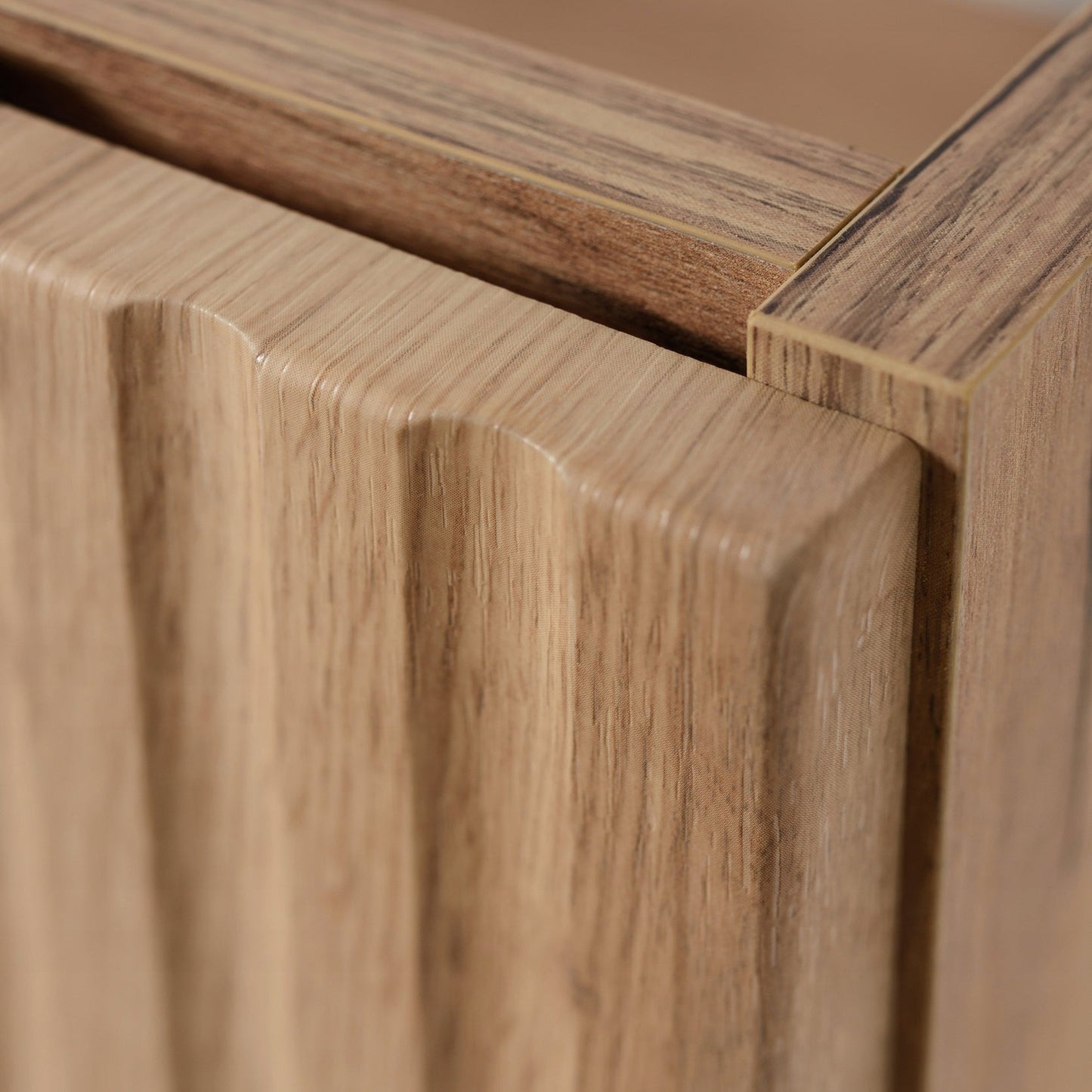 Flow 1 Door Fluted Bathroom Vanity Cabinet with Worktop 40cm - Gold Craft Oak